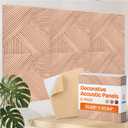 XL Acoustic Wall Panels 6-Pack Decorative Acoustic Panels High Density Sound Absorbing Wall Art 70.86X47.24 Inches with Self-adhesive for Studio Home and Office - Oak Wood Finish