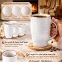 AmorArc Large Coffee Mugs Set of 6, 20oz Ceramic Tall Coffee Mugs Set with Textured Patterns for Coffee/Tea/Beer/Hot Cocoa, Dishwasher & Microwave Safe-Off White