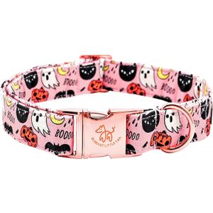 Elegant little tail Halloween Dog Collar, Autumn Pet Collar Durable Pink Dog Collars Male or Female Holiday Pet Gift Adjustable Dog Collar for Large Dogs (Large (Pack of 1))