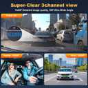3 Channel Dash Cam Front Inside Rear, Uber Dash Cam for Cars, 2.5K Front + 1080P Cabin & Rear, 5GHz WiFi App Control, 24H Parking Mode, IR Night Vision, G-Sensor, Loop Recording, 64GB Included