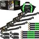 Rhino USA Car Hauler Tie Down Straps (4-Pack) - 2inx8ft with J Hooks