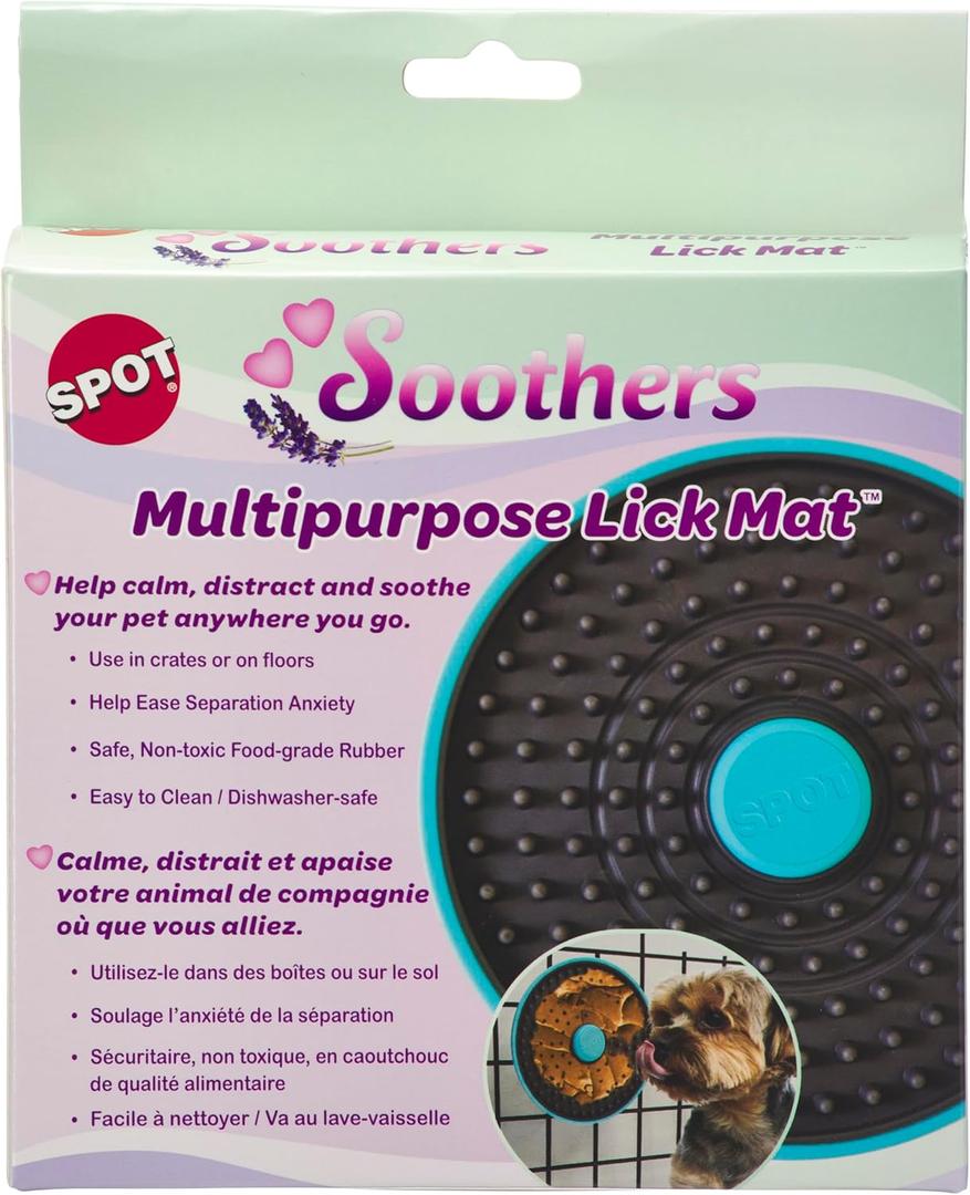 SPOT Soothers Multipurpose Dog Licking Mat- Dog Peanut Butter Lick Pad & Slow Feeder for Crate, Enrichment Toy for Small & Medium Dogs and Puppies, Food Grade Rubber, Anxiety Reliever, 6inch