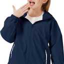 Boys Girls Waterproof Rain Jacket Lightweight soft lining Kids Windbreaker Hooded Coat Easy to Fold, Size: 11-12 Years, Blue