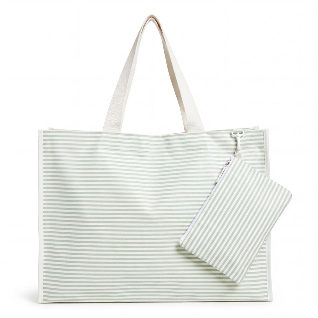 Klyyo Clyro Mahjong Stripe Tote Bag, American Mah Jong Tile Carryall Overnight Game Bag for Mahjong Lover Gift(Sage Green)58 x 40 x 20 cm