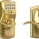 SCHLAGE FE595 CAM 505 16-234 10-027 Camelot by Accent Keypad Lever with Flex Lock, Bright Brass