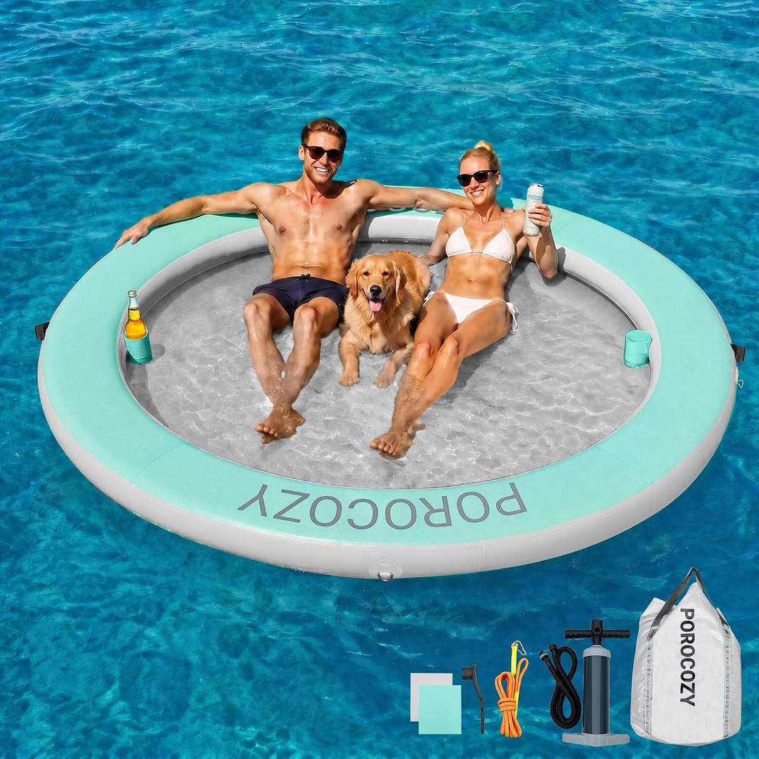 Inflatable Water Hammock with Cup Holders for Lake, River & Ocean