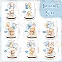 16 Pcs Wooden Baby Shower Table Centerpiece Blue Bear Tabletop Detachable Sign It's A Boy Gender Reveal Table Toppers Display Decoration Bear Birthday Photo Props Party Favor Supplies