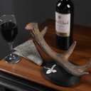 Antler Wine Bottle Rack, Rustic Resin Countertop Single Wine Bottle Holder, Practical Home Tabletop Decor Craft for Living Room, Dining Room, Cellar, and Bar