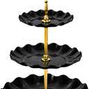 Soleebee 3-Tier Cupcake Stand, Wavy Plastic Tiered Serving Tray, Cup Cake Tower for Birthday Wedding Party Decoration, Cupcake Tier Stand Fruits Desserts Display (Black)