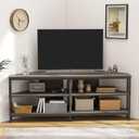 MUTUN Corner TV Stand with Power Outlet, Corner TV Stand for 32 43 50 55 60 Inch TV, Corner Entertainment Center, Industrial TV Console Table for Living Room Bedroom, 55 Inch, Grey Oak, Onesize