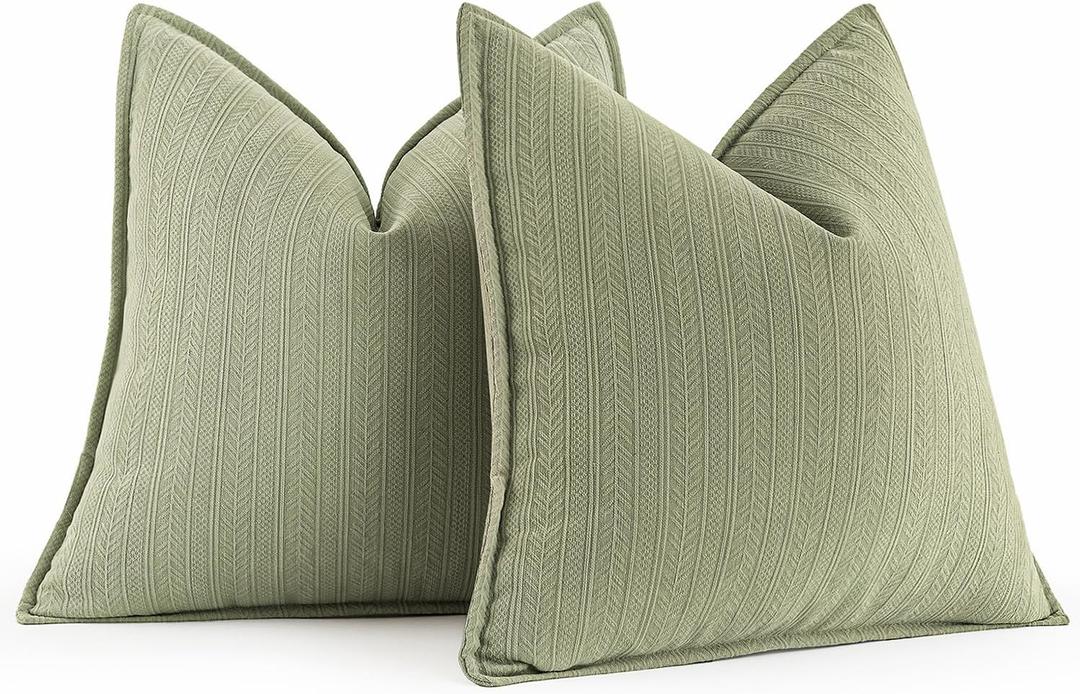 MIULEE Sage Green Decorative Pillow Covers 22x22 Inch Set of 2 Chenille Couch Throw Pillow Covers Farmhouse Cushion Cases with Elegant Design for Home Decor Sofa Bedroom Living Room