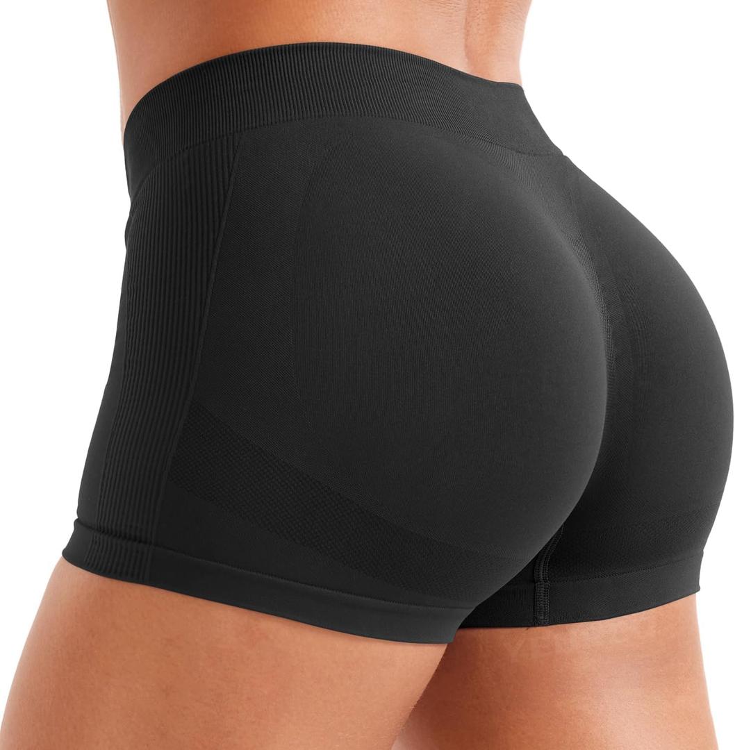 YEOREO Women Workout Booty Shorts Low Rise 2.5" Impact Scrunch Lifting Biker Gym Hot Shorts Spandex for Yoga Running (Medium, Black)
