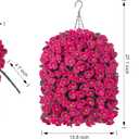 HyeFlora 4pcs Artificial Flowers for Outdoors Fake Pansy with Hanging Basket UV Resistant Silk Spring Faux Flowers for Outside Front Door Porch Yard (Rose)