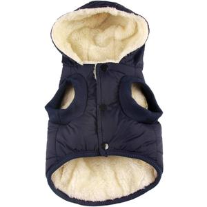 Vecomfy Fleece Lining Extra Warm Dog Hoodie in Winter for Medium Dogs Jacket Pet Coats with Hooded,Blue L