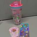 Snack and Drink Cup, Unicorn Theme, Kid's Combo All-in-One Tumbler for On-The Go, No-Leak Straw Included, Pink