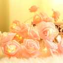 KIMOBER 30 LEDs Valentine's Day Rose Flower String Lights,Battery Powered Lighting Pink Rose Decoration for Valentine's Day Mother's Day Wedding Party