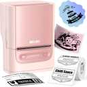 Nelko PM220 Bluetooth Label Maker Machine with Tape, 2 Inch Portable Thermal Printer for Small Business, Address, Logo, Clothing, Sticker Printer for Phones & PC, Pink