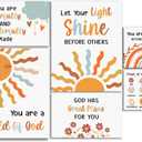 Boho Kids Christian Wall Decor, Bible Verse I AM A Child Of God Wall Art Canvas Frame Poster Print for Kids Bedroom Nursery Classroom Playroom Wall Decor, Set of 6