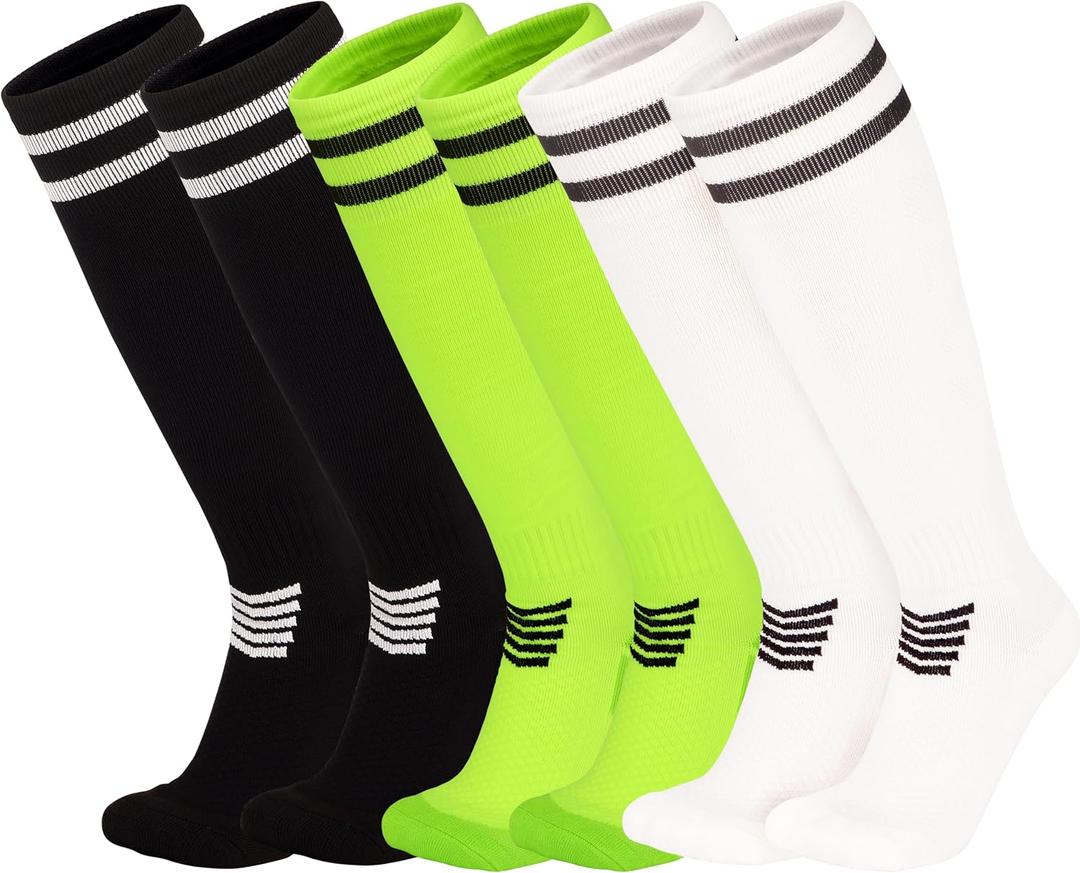 YMYDYFC Kids Soccer Socks 3Pack Cushion Cotton Compression Socks Baseball Sock For Youth Toddler Boys Girl Men Knee High Sock, Size: 8-12 Years