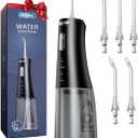 Only One Rechargeable Cordless Water Flosser with Adjustable Water Pressure for Daily Oral Care, Power Dental Flosser for Home and Travel Use, Portable Oral Irrigator for Sensitive Gums and Braces Care (Black)