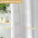 White Shower Curtain Fabric, White Textured Shower Curtain Boho Cotton Blend Striped Waffle Shower Curtains for Bathroom 72 x 72