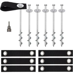 High Wind Trampoline Anchor Kit - Set of 4, 6, 8 Anchors - Heavy Duty Ground Stakes