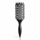Curl Defining Brush for Curly Hair, Vented Detangling Hair Brush for Wet and Dry Styling, Curved Brush for Shaping and Smoothing Curl Clumps, Lightweight Hair Brush Black