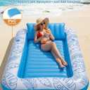 XL Inflatable Tanning Pool Float for 2 Adults with Lights,4 in 1 Suntan Tub Raft Float with Pillow, Cup Holders,85" X 59" Extra Large Blow Up Pool Floats for Sunbathing, Pool, Backyard, Beach, Lake