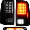 (3 Pack)LED Taillight Assembly 3rd Brake Light for 2009-2018 Dodge Ram 1500 2010-2018 Ram 2500 3500 Chrome Smoke Lens Only Fit factory Halogen/incandescent Model and Without Projector Headlights Model