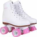 Chicago Rink Roller Skates for Girls & Boys Durable Top Performance Indoor/Outdoor Use Skate Shoes with Padded Ankle Collar, Lace-Up & Velcro Strap 54mm Urethane Wheels, Semi-Precision Bearings (Size: Girls / Boys - J10, White)