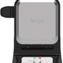 Ninja Belgian Waffle Maker Pro, 5 Shade Settings, Black/Silver, BW1001 Vertical design, Never Stick coating, Precision-pour cup, Recipe guide, Dishwasher-safe parts
