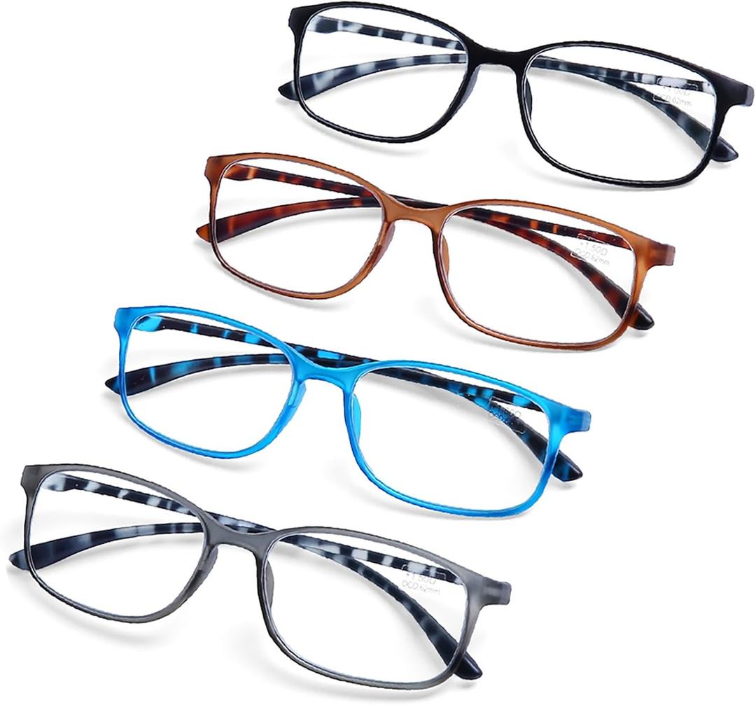 AQWANO Blue Light Blocking Reading Glasses Women Men, Lightweight Flexible TR90 Computer Readers Unbreakable Cheaters Glasses