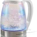 Hamilton Beach 1.7L Electric Tea Kettle, Water Boiler & Heater, LED Indicator, Built-In Mesh Filter, Auto-Shutoff & Boil-Dry Protection, Cordless Serving, Iridescent Clear Glass (41055) (1.8 Quarts)