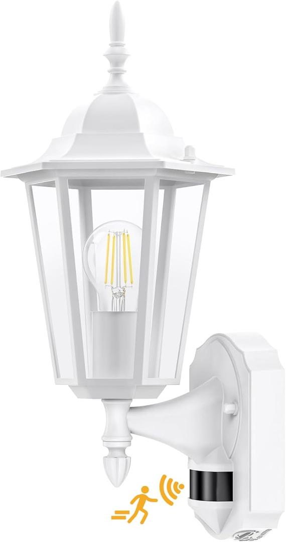 Lamomo Motion Sensor Outdoor Lights, Upgrade Dusk to Dawn White Outdoor Light Fixtures Wall Mounted, 100% Anti-Rust Aluminum Waterproof Porch Lights for Patio Front Door Garage