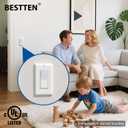 BESTTEN 60 Pack 3-Way Decorator Paddle Rocker Wall Light Switch, Single Pole or Three Way, 15A 120V/277V, On/Off Interrupter, UL Listed, White
