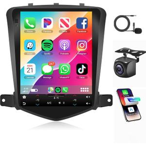 4Core 2G+64G Car Stereo Radio for Chevrolet Cruze J300 2009-2014, Rimoody 9.7 inch Carplay Android Auto for Chevy Cruze GPS Navigation System Touchscreen WiFi Mirror Link BT FM/RDS SWC Backup Camera