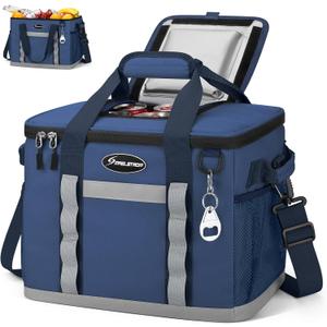 Maelstrom Collapsible Soft Cooler Bag, 24/30/60/75 Cans Beach Cooler, Ice Chest, Leakproof & Portable for Beach, Camping, Road Trips & Grocery Shopping (35 Can Blue)