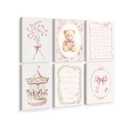 6pcs Pink Vintage Baby Girl Nursery Wall Art Prints Cute Carousel Teddy Bear Canvas Wall Decor Paintings Pink Bows Floral Posters Pictures for Little Girl Bedroom Kids Room Decor 8x10inch Unframed