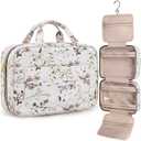 BAGSMART Toiletry Bag Travel Bag with Hanging Hook, Water-resistant Makeup Cosmetic Bag Travel Organizer for Accessories, Shampoo, Full-size Container, Toiletries (Beige Ditsy Floral, Medium)