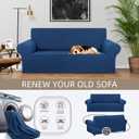 KEKUOU Stretch Loveseat Sofa Cover Slipcover,Couch Covers for 2 Cushion Couch Sofa (55"-78") Furniture Protector Sofa with Elastic Bottom for Kids,Dog. Jacquard Small Checked (Medium,Classic Blue)