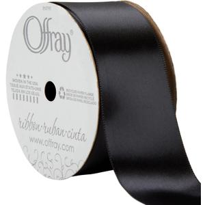 Offray Single Face Satin Craft and Decorative Ribbon, 1-1/2" Wide, 21-Foot Spool, Black (156542)