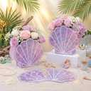 Eaasty 8 Set Mermaid Seashell Flower Boxes Centerpieces Vase Iridescent Shell Shape Gift Box Mermaid Party Favor for Bachelorette Table Baby Shower Birthday Wedding Ocean Beach Party Decor(Purple)