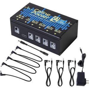 Caline Guitar Pedal Power Supply,9V 500ma Pedal Board Power Supply, Mini True Isolated Pedal Power Supply With Type-C Outlet and 4 Way Daisy Chain