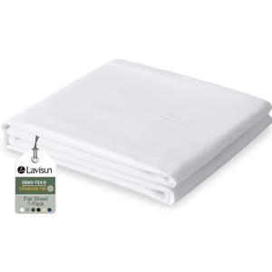 Lavisun Twin Flat Sheets Only, 1 Pack Soft Brushed Microfiber Bedding Sheets for Hotel, Massage, Hospital, Home, Dorm, Bulk Top Flat Sheets Only Twin Size (White)