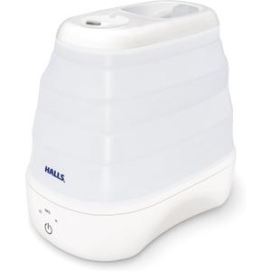 Crane x HALLS Collapsible Cool Mist Humidifier for Bedroom and Office, 1 Gallon Portable Humidifier for Travel and Easy Storage, Blue and White