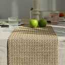 Noctiflorous Braided Farmhouse Table Runner 12 x 36 Inch Rustic Kitchen Table Decor Boho Woven Table Runner for Daily Life Party Wedding Thanksgiving(Beige, 36'')