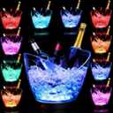 Umigy 10 Pcs LED Ice Buckets 2l Clear Plastic Beer Buckets with LED Light RGB Colors Changing Cooler Ice Container with Stand for Party Home Bar Ktv Clubs