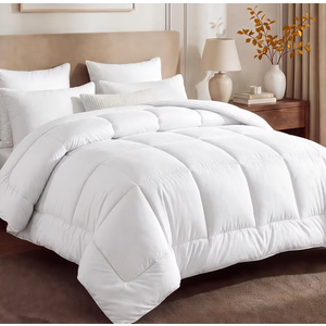 Bedsure All Season Down Alternative Comforter Duvet Insert, Machine Washable Quilted Reversible Duvet Insert with Corner Tabs, White, Standard Size, 102x90 inch