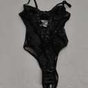 Kaei&Shi Rave Outfits Bodysuit Tops, Fishnet Corset Body Suit, Sexy Lingerie For Women, Faux Leather Festival Goth XS