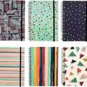 Paper Junkie 6 Pack 5x7 Spiral Notebooks with Pocket - Small Lined Journals with Elastic Closure for School, Work (6 Designs)